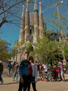 Matteo and Kasia in front of Sagrada Familia, Barcelona